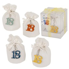1 pz event gift box set da regalo 18° anni 3,5 cm 4ass. con sacchetto portachiav