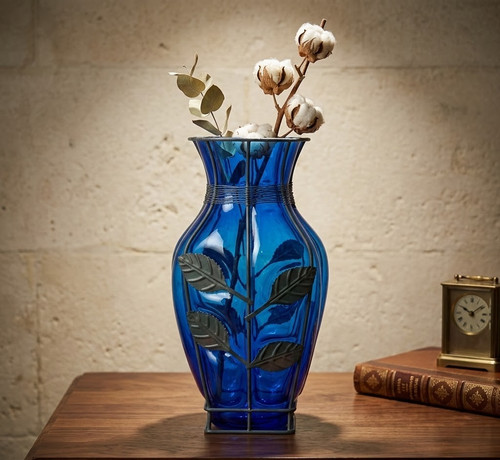 Vaso vetro blu cobalto - vaso,