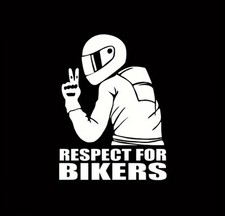 ADESIVO IN VINILE “RESPECT FOR BIKERS” 15cm x 11cm COLORE BIANCO