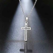 Stainless Steel Christian Latin Cross Pendant Necklace - Collana acciaio inox