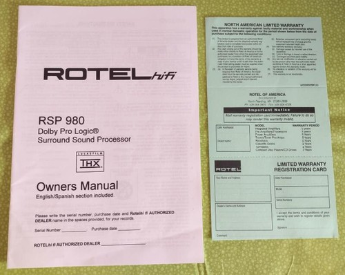 Rotel rsp 980 dolby pro - 980,