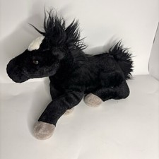 Peluche pupazzo Aurora cavallo pony nero 13" stella bianca morbido