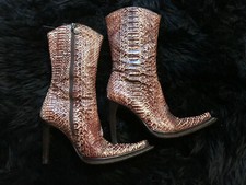 GIANNI BRAVO STIVALI A PUNTA TEXANO BOOTS 37 TACCO CAMPEROS DONNA PITONE ITALY