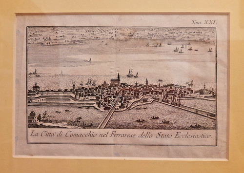Incisione veduta comacchio - incisione, di