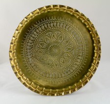 Antico piatto in ottone INTARSIATO Intagliato IMPERO OTTOMANO Islamico Persiano