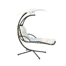 Amaca Sospesa Dondolo Da Giardino con Struttura in Acciaio e Cuscini Beige