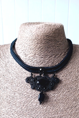 Collana vintage soutache nera - soutache,