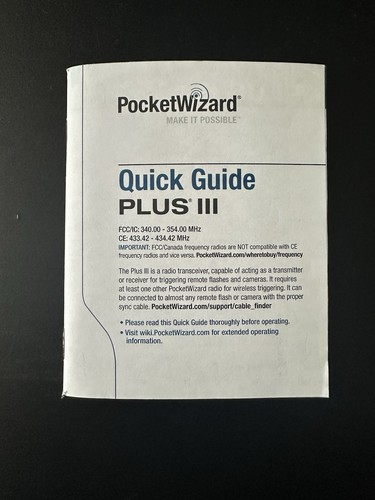 Pocketwizard plus iii manuale - pocketwizard,