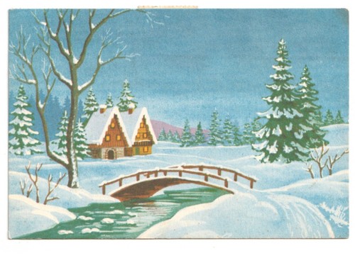 1967 paesaggio innevato ponte