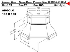 Cappa FHULLER Angolo Cortina 103X103 Legno Frassino o Tiglio Grezzo + MOTORE 420