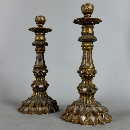Antica coppia candelieri legno - candelieri,