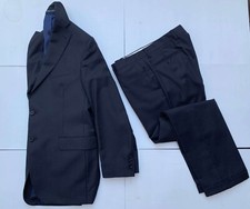 VESTITO COMPLETO UOMO GIACCA PANTALONI TG. 48 LANIFICIO ANGELICO NERO GESSATO