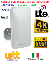 Antenna Amplificata TV digitale terrestre Interno Esterno UHF VHF FM 40dB LTE 4K