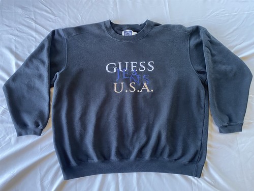Felpa pullover nera guess - felpa,