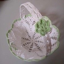 Cesto Cestino in cotone bianco uncinetto Pasquale Pasqua scatola contenitore uov