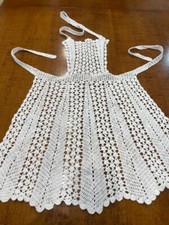 GREMBIULINO BIANCO DA CUCINA IN PURO COTONE FATTO A MANO ALL'UNCINETTO 