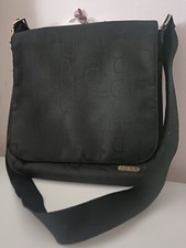 Tracolla Uomo Basile Borsa Borsello in Tessuto Nero Logato ,Tracolla Regolabile 