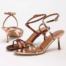 Sandali Oro Rosso Donna Tacco