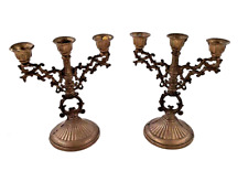 2 Candelabri In Ottone Vintage