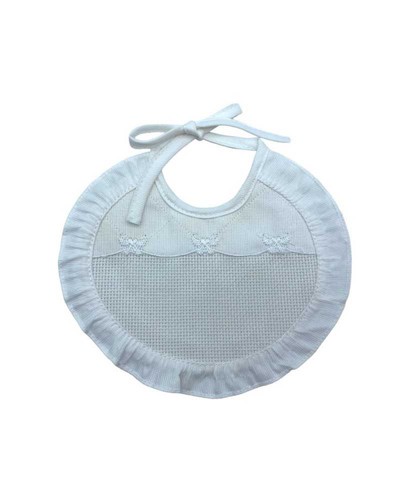 Bavaglino ricamo bianco tela - bianco,