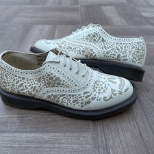 Dr Martens scarpe stringate donna n.38 pelle bianco panna autunno inverno