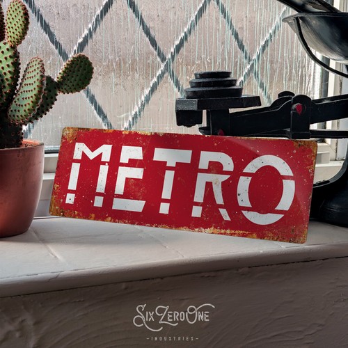Paris metro red metal sign - paris,