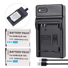 2x SLB-10A Battery +Charger for Samsung camera WB710 WB750 WB800F WB850 WB850F