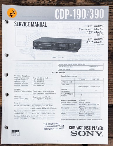 Sony cdp 190 - cdp-390, lettore