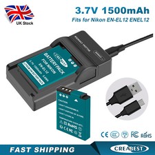 2x EN-EL12 ENEL12 batteria + caricatore per Nikon CoolPix A900 W300 S9700 S9900 AW130