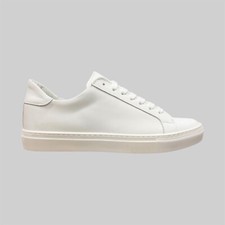 Sneakers Scarpe Artigianali Uomo Pelle Bianco Fondo Gomma Made in Italy
