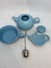 4 pc. blue tea set for one Old