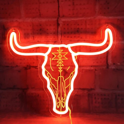 Insegna neon longhorn bull - al,
