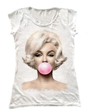 T-shirt stampata 100% cotone Marilyn Monroe gum chic glamour