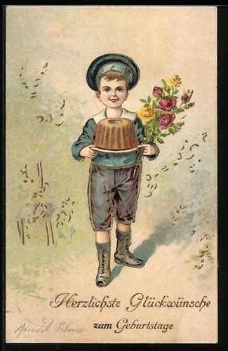 Ragazzo con torta fiori per - torta,