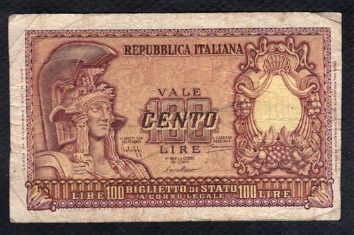 Italie 100 lire - 100, elmata