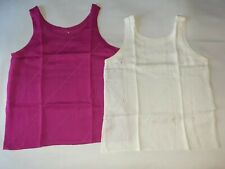 Lotto 2 top canotte sottogiacca bianco fucsia puro lino spalla larga taglia 44