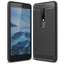 B-case Custodia Tpu Cover Case Effetto Metal Carbon Black Per Nokia 6 (2018)