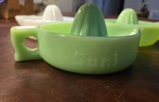 Spremiagrumi vintage Sunkist vetro latte bianco alesatore USA fattoria MCM