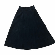 Maxi gonna midi svasata Positano Elle nera pannello scamosciato linea A vintage taglia 8 USA