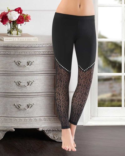 Leggings neri con - , orlo
