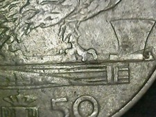 50 CENTESIMI 1939 ERRORE - LUNGA FRATTURA DI CONIO AL ROVESCIO [K690]