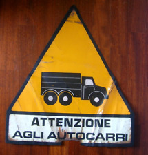 CARTELLO STRADALE Cantiere Camion anni 70 metallo - road sign truck