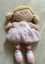 Doudou peluche Fille Poupée Blonde Couette Ballerine Robe Rose Trudi