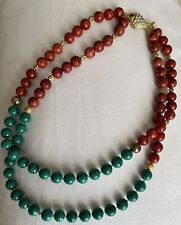 Bellissima Collana In Pietre Dure Doppio Giro Con Gancio A Forma Di Pesce-m