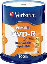 100 DVD-R VERBATIM serie Life 16x 4,7 GB mandrino stampabile a getto d'inchiostro bianco 98491 