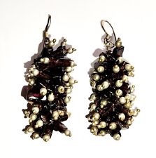 ORECCHINI grappolo  rosso scuro e argentato  -  gioiello