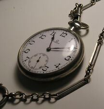 OMEGA Swiss made 1920-49 orologio da tasca argento POCKET WATCH OPEN FACE USA
