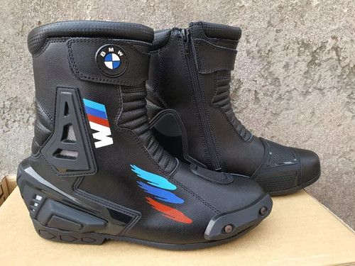 Men leather motorcycle boots - leather,