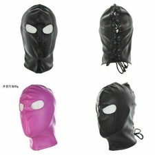 Maschera in pelle PU copricapo cappuccio occhi aperti cosplay gioco di ruolo club maschera per la testa giocattoli