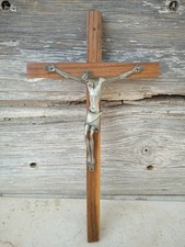 Crocifisso Vintage In Peltro 25 cm Cesellato A Mano Vintage Arte Sacra